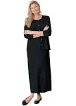 Woman Within Women's Plus Size Lettuce Trim Knit Jacket Dress - 22/24, Black