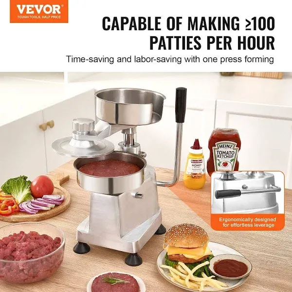 VEVOR Commercial Burger Patty Maker Hamburger Beef Patty Maker with 3 Convertible Mold 456-inch HBRBJYSZLBXGNGI0ZV0