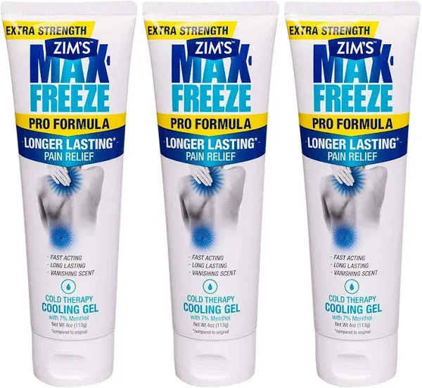 Zim's Max-Freeze Pro Formula Gel, 4 Ounce (Pack of 3)