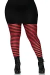 Plus Size Striped Nylon Tights Black/Red