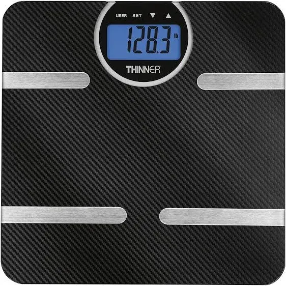 Thinner by Conair Scale for Body Weight, Digital Bathroom Scale with Body Fat, Muscle and BMI