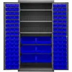 Durham Steel Heavy Duty 16 Gauge 36" W x 24" x 72" Storage Cabinet With 102 Hook-On Bins & 3 Shelves