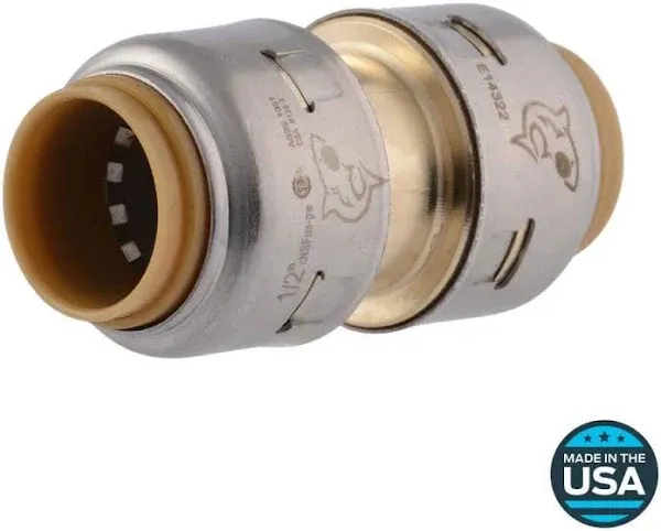 SharkBite Max UR008 1/2&#034; x 1/2&#034; Brass Push Coupling