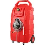 32-Gallon Red Portable Fuel Caddy with Manual Pump On-Wheels for Cars ATVs Boats