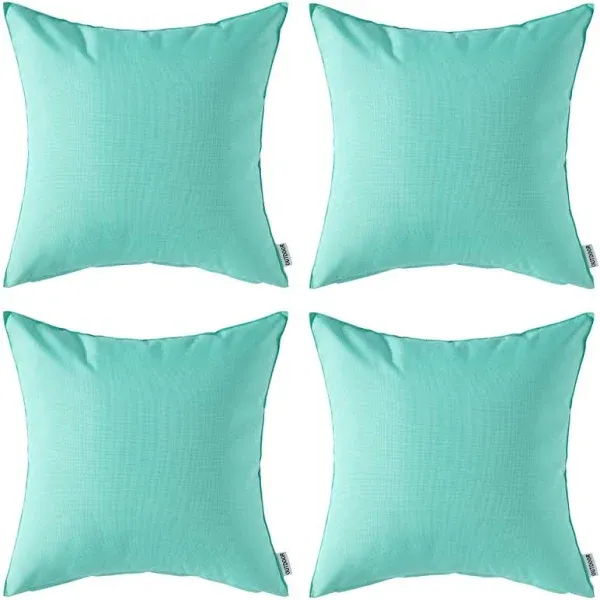 Pack of 4 Decorative Outdoor Waterproof Pillow Covers Square Garden Cushion C...