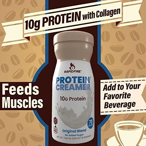 RAPID FIRE Protein Creamer Original Blend Keto Friendly 10g of Protein with V...