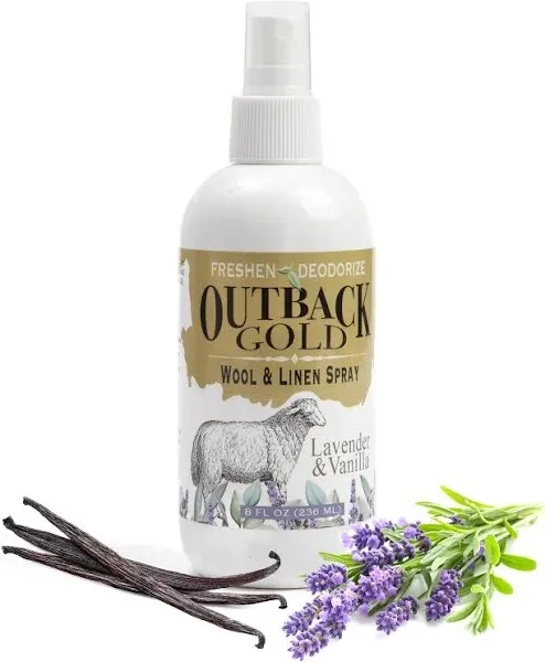 Outback Gold Wool, Linen, Fabric Refresher and Deodorizer Spray, Scented with Natural Lavender and Vanilla Essential Oils