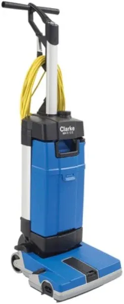 Clarke 107408161 Model MA10 12E Complete Upright Scrubber, 0.94 hp Motor, 2100 RPM Brush Speed, 12.2-inch Cleaning Width, Low Profile, Brush/Vac Motor On/Off and Water On/Off Controls