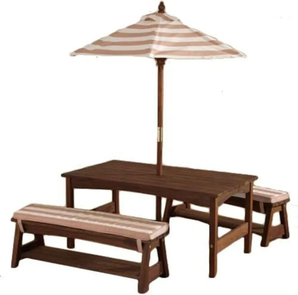 KidKraft Outdoor Table & Bench Set with Cushions & Umbrella