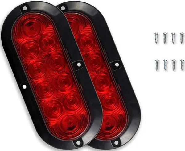 12v Dc 6 Inch Oval Red Led Brake Stop Turn Trailer Tail Truck Lights With Flush 