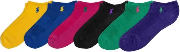 POLO RALPH LAUREN Women's Performance Cotton Low Cut Socks - 6 Pair Pack - Breathable Mesh & Sport Cushioning