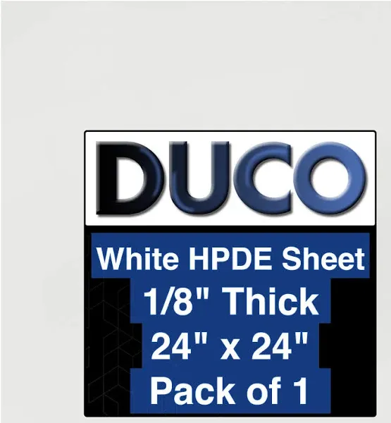 Duco Natural White HDPE Sheet- USA-Made 1/8 Inch Thick, 12" x 24" High-Density Polyethylene Plastic Sheet - D.I.Y. Cutting Board, Industrial Containers, Signs - HDPE Sheet 1/8" Thick (Pack of 1)