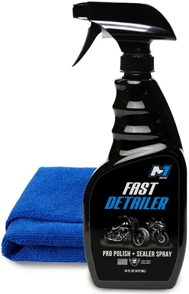 M1 Moto Fast Detailer Motorcycle Cleaner, Pro Polish Plus Sealer Spray, All-in-One Every Surface Motorcycle Cleaning Kit with Microfiber Cloth, Quick