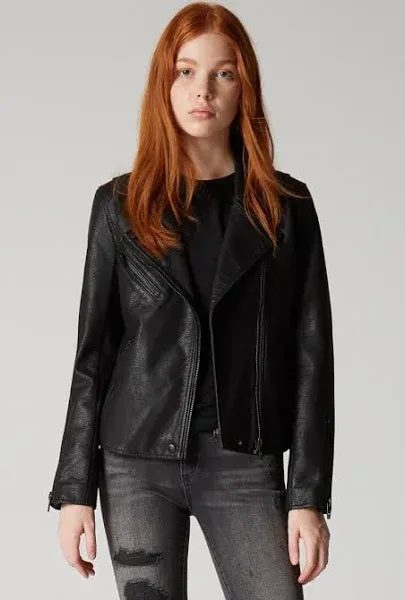 Black Faux Leather moto Biker X-Small,  Vintage Reinvented Jacket