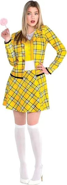 Cher Kit Clueless Yellow Plaid 90&#039;s Movie Fancy Dress Up Halloween Adult Costume