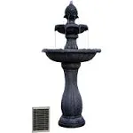 XBrand 44&#034; H Black Fiberglass/Res<wbr/>in 2-Tier Solar Water Fountain w/Solar Panel...