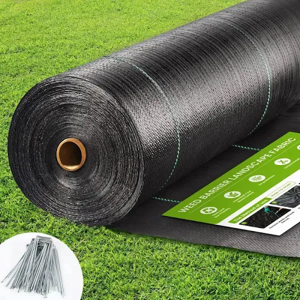 6ft x 300ft Weed Barrier Landscape Fabric, 3.2 OZ Heavy Duty Gardening Ground...