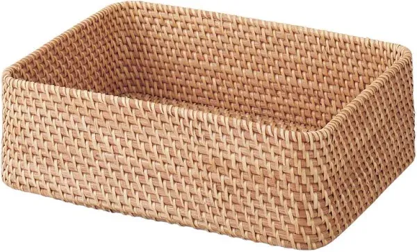 MUJI 47381290 Overlapping Rattan Rectangular Basket, Small (V) Approx. Width 14.2 x Depth 10.2 x Height 4.7 inches (36 x 26 x 12 cm)