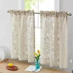 HLC.ME Joyce Lace Sheer Kitchen Cafe Curtain Tiers