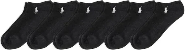 6 Pr Ralph Lauren Ladies Cotton Blend Socks Sport Golf Low Cut Black Asst Ponies