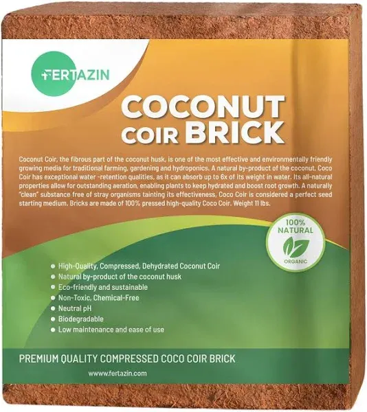 Eco-Friendly 10LB Coco Coir Brick - Expands to 18-20 Gallons for Gardening