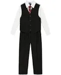 Izod Boys' 4-Piece Set with Collared Dress Shirt, Tie, Vest, and Pants