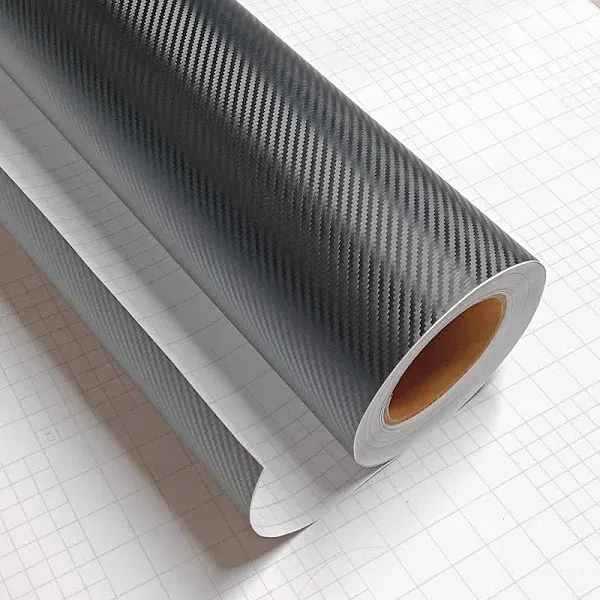 3D Carbon Fiber Film Twill Weave Vinyl Sheet Roll Wrap (12" X 60", Black)