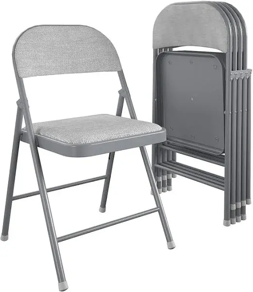  SmartFold Folding Chair, 4-Pack Black Vinyl