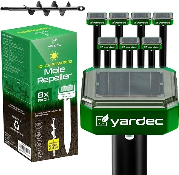 YARDEC Gopher Repellent Ultrasonic Solar Powered - Easy to Use Solar Mole Rep...