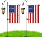 Garden Flag Holder Stand Pole and Shepherd Hook for Feeders for Outside, 2 Pack 