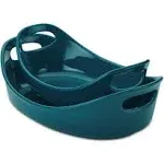 Rachael Ray Bubble & Brown 2-Piece Oval Baker Set - Marine Blue