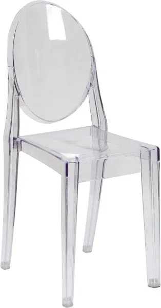 Flash Furniture 4 Pk. Ghost Chair in Transparent Crystal with Square Back