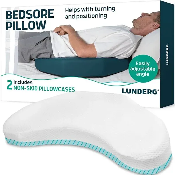 Lunderg Bedsore Pillow Positioning Wedge - with 2 Non-Slip Pillowcases &amp; Adju...