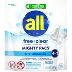 All Detergent, with Stainlifters, Free Clear, Pacs - 19 pacs - 12.6 oz (357 g)