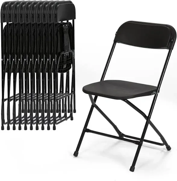 Hongge 10 Pack Plastic Folding Chairs 350lb Capacity Indoor Outdoor