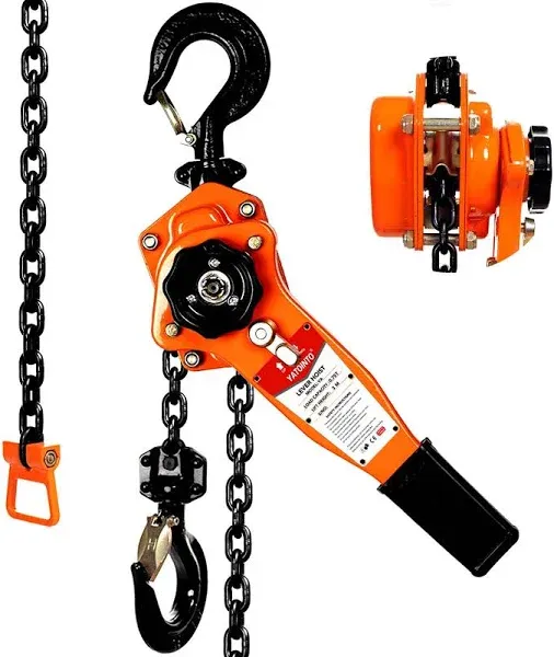 3/4 Ton 10&#039; Manual Lever Chain Hoist 1650lbs Capacity for Garage Factory Dock