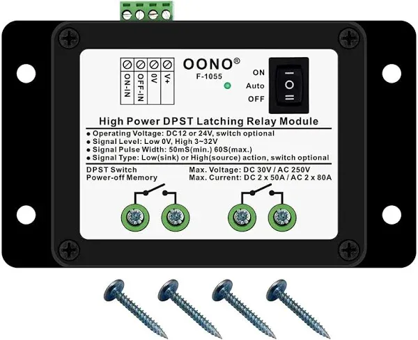 OONO 12V/24V DPST 80A/250VAC 50A/30VDC Latching Relay Module