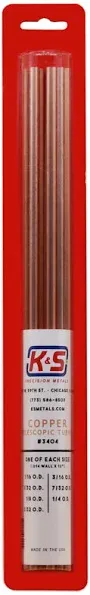 Round Copper Telescopic Tubing Assortment, Wall Thickness X 12&#034;, 7 Pieces