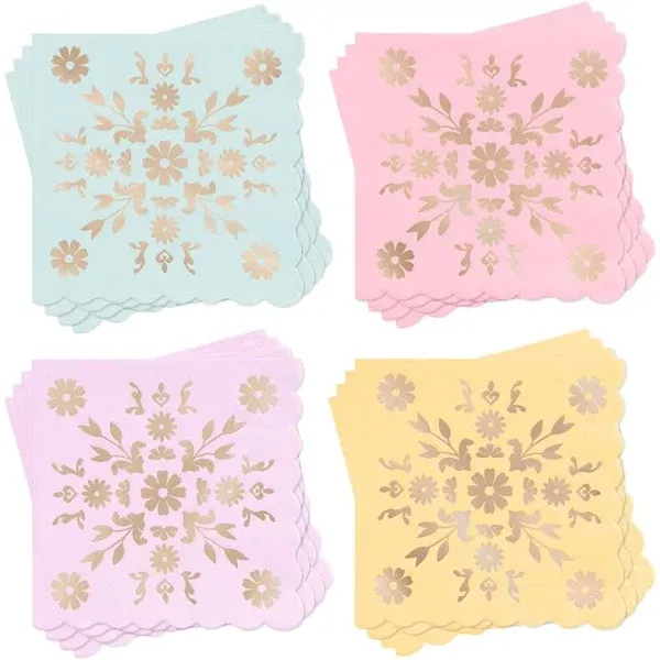 xo, Fetti Pastel China Napkins - 24 pack, 5&#034; | Birthday Party Decorations, 