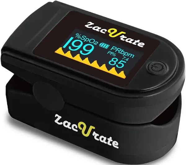 Zacurate 500c Elite Fingertip Pulse Oximeter Blood Oxygen Saturation Monitor With Silicon Cover, Batteries And Lanyard