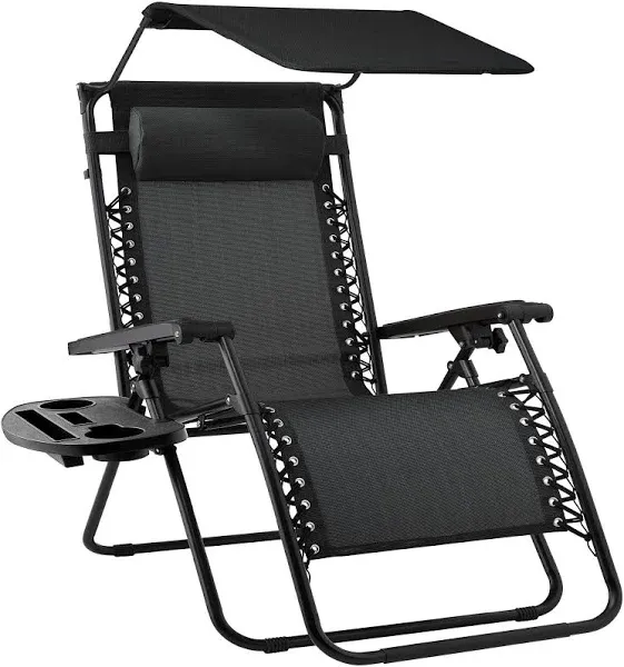 Best Choice Products Folding Zero Gravity Recliner Patio Lounge Chair w/ Canopy Shade