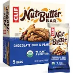 5pk CLIF Nut Butter Bar Organic Snack Bars Chocolate Chip Peanut Butter Non-GMO