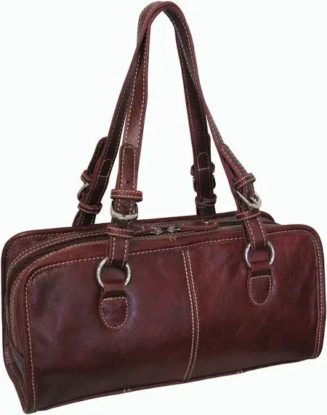 AmeriLeather Classy Belt Stitched Leather Satchel Women's