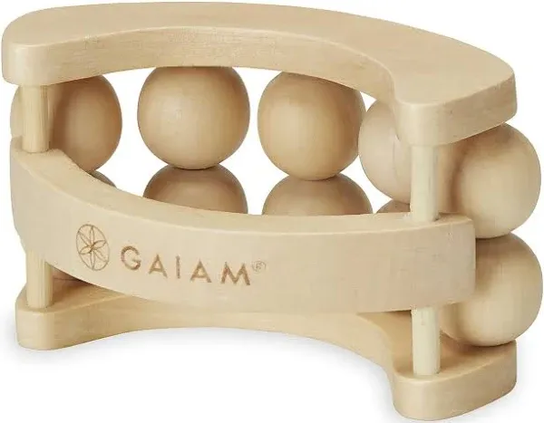 Gaiam Relax Massage Ball Roller - Handheld Wooden Total Body Massager for Back, Neck, Foot, Calf, Leg, Arm | Deep Tissue Massager Relief for Sore Muscles