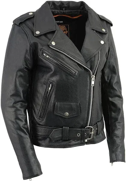 Milwaukee Leather LKL2701 Women's Classic Black Premium Leather Motorcycle Rider  | eBay