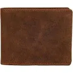 Men's Large RFID Blocking Bifold Leather Wallet Horizontal Dark Hunter Brown