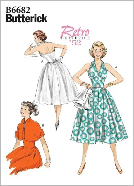 B6682A5 Women&#039;S Vintage Dress and Jacket Sewing Patterns, Sizes 6-14