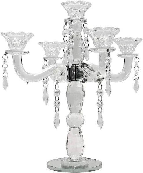 Crystal Candle Holder 5-Arm Taper Candlestick Crystal Candelabra - Centerpiec...