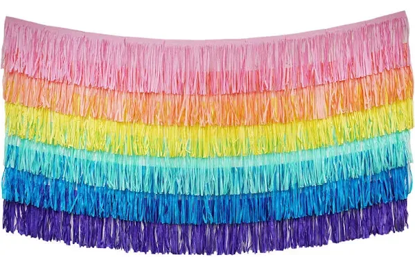 Tissue Paper Fringe Tassel Party Garland - Perfect Backdrop for All Events & Occasions (6-Count, White, Pink, Gold Foil)