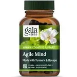 Gaia Herbs Agile Mind - Brain & Cognitive Support Herbal Supplements - with Organic Turmeric Root, Bacopa, Black Pepper, and Ginkgo Biloba - 60 Vegan Liquid Phyto-Capsules (30-Day Supply)